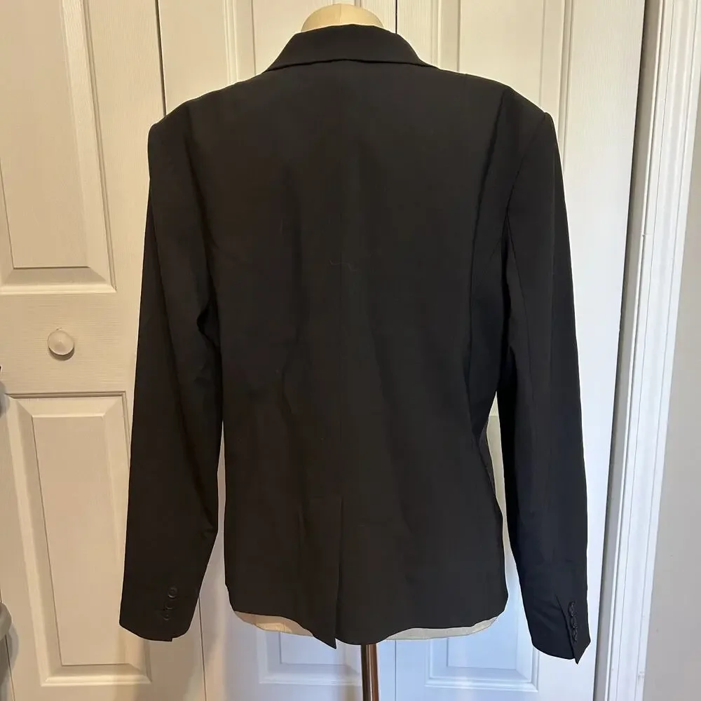 NWT Quince Blazer Womens Large Black 3D Wool Tollegno Stretch Italian $268